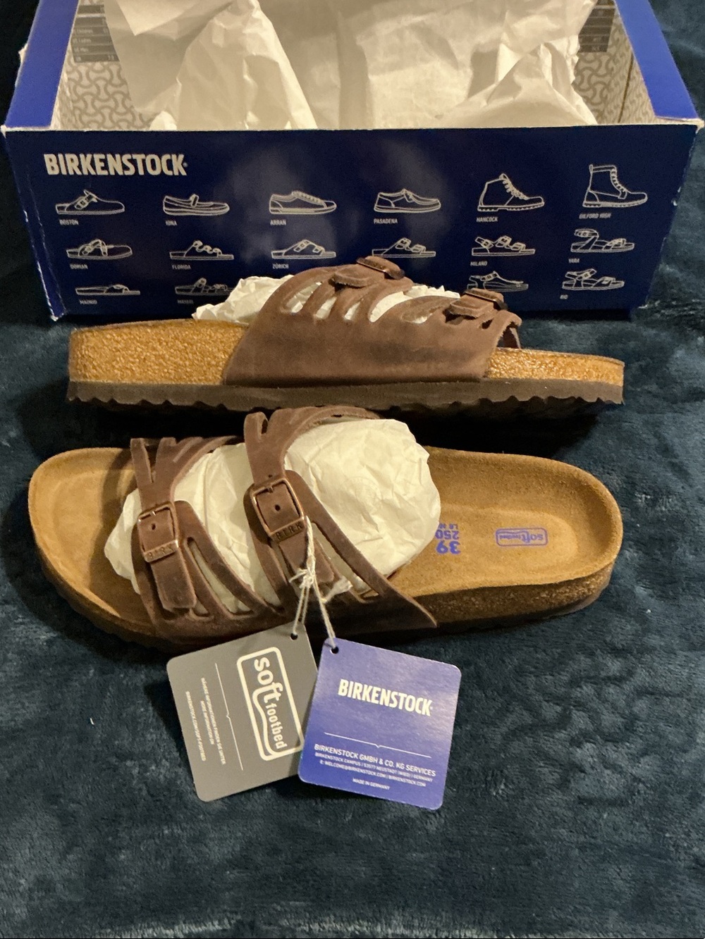 Birkenstock Brown Habana Leather Slide Sandals